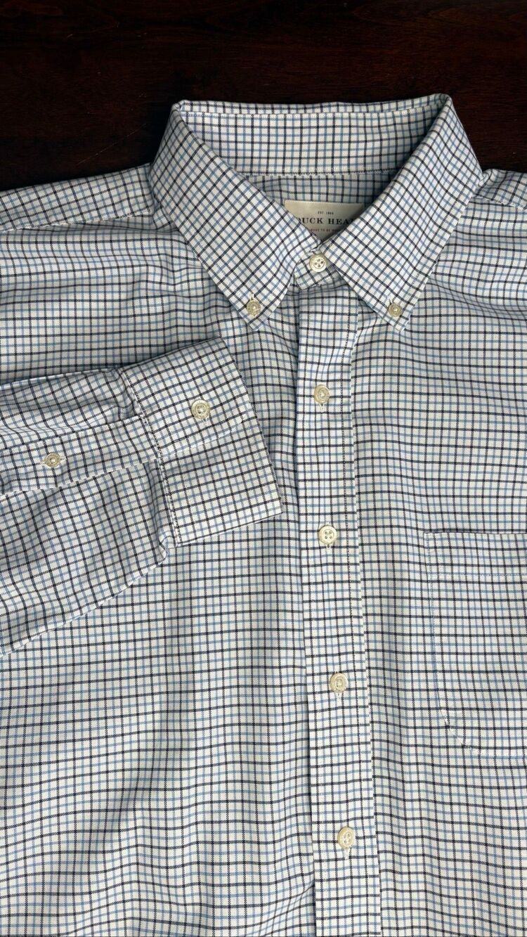 Duck Head Men's Button Down Shirt XL Blue/White Check Plaid 103